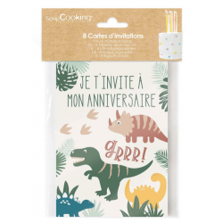 8 Cartes d'invitation Dino